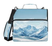 Cgiub Ice Mountain Zipper Binder with Shoulder Strap & Pockets 1.5 inch 3 Ring Binder Bag Expanding File Folder Organiser for School & Office