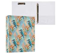 Cgiub Kingfisher A4 Ring Binder with Clipboard, 3 Ring D Ring View Binder with Inner Pockets, PVC Waterproof Document Organiser Holds 200 Sheets for School, Office, Home, 1 Pack