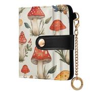 Cgiub Leaves Mushroom Wallets for Women RFID Blocking Ladies Purse PU Leather Clutch Wallet with Zip Coin Pocket & Credit Card Holder, 10.5x11 cm