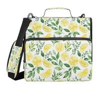 Cgiub Lemon Zipper Binder with Shoulder Strap & Pockets 1.5 inch 3 Ring Binder Bag Expanding File Folder Organiser for School & Office