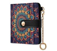Cgiub Mandala Pattern Wallets for Women RFID Blocking Ladies Purse PU Leather Clutch Wallet with Zip Coin Pocket & Credit Card Holder, 4.13x4.33 inch