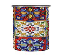 Cgiub Mexican Talavera Coffee Canister 500 ml Airtight Stainless Steel Food Storage Container Kitchen Storage Jar with Lid for Coffee Beans Tea Sugar