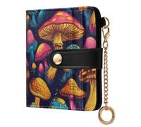 Cgiub Mushroom Wallets for Women RFID Blocking Ladies Purse PU Leather Clutch Wallet with Zip Coin Pocket & Credit Card Holder, 10.5x11 cm