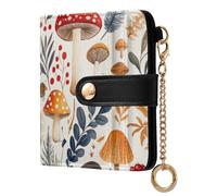 Cgiub Mushroom Wallets for Women RFID Blocking Ladies Purse PU Leather Clutch Wallet with Zip Coin Pocket & Credit Card Holder, 10.5x11 cm