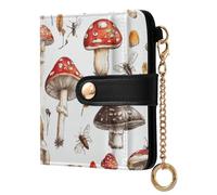 Cgiub Mushroom Wallets for Women RFID Blocking Ladies Purse PU Leather Clutch Wallet with Zip Coin Pocket & Credit Card Holder, 10.5x11 cm