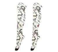 Cgiub Old School Tattoo Knee High Socks for Women Soft & Warm Thigh High Socks Casual Compression Stocking, 1 Pairs