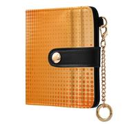 Cgiub Orange Dotted Line Wallets for Women RFID Blocking Ladies Purse PU Leather Clutch Wallet with Zip Coin Pocket & Credit Card Holder, 4.13x4.33 inch