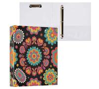 Cgiub Paisley Floral A4 Ring Binder with Clipboard, 3 Ring D Ring View Binder with Inner Pockets, PVC Waterproof Document Organiser Holds 200 Sheets for School, Office, Home, 1 Pack