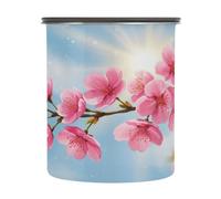 Cgiub Peach Flower Airtight Food Jar 500 ml Stainless Steel Food Storage Container Coffee Canister with Lid for Candy Coffee Bean Tea Candy Fruit