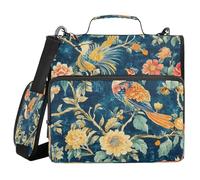 Cgiub Phoenix Peony Zipper Binder with Shoulder Strap & Pockets 1.5 inch 3 Ring Binder Bag Expanding File Folder Organiser for School & Office