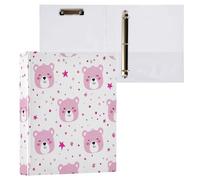 Cgiub Pink Bear 3 Ring Binder 3.8 cm D Ring View Binder with Pockets & Clipboard A4 Display Folder Document Organiser Fits 200 Sheets for Home, Office School 1 Pack