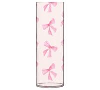 Cgiub Pink Bow Vase for Flower 30x10 cm Plastic Cylindrical Flower Vase Modern Decoration Vase for Table Centrepiece Wedding Office Bedroom