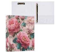 Cgiub Pink Floral 3 Ring Binder 3.8 cm D Ring View Binder with Pockets & Clipboard A4 Display Folder Document Organiser Fits 200 Sheets for Home, Office School 1 Pack