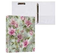 Cgiub Pink Floral 3 Ring Binder 3.8 cm D Ring View Binder with Pockets & Clipboard A4 Display Folder Document Organiser Fits 200 Sheets for Home, Office School 1 Pack