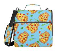 Cgiub Pizzas Zipper Binder with Shoulder Strap & Pockets 1.5 inch 3 Ring Binder Bag Expanding File Folder School & Office Organiser