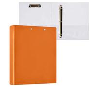 Cgiub Plain Oange Solid Color 3 Ring Binder 3.8 cm D Ring View Binder with Pockets & Clipboard A4 Display Folder Document Organiser Fits 200 Sheets for Home, Office School 1 Pack