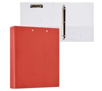 Cgiub Plain Red Solid Color 3 Ring Binder 3.8 cm D Ring View Binder with Pockets & Clipboard A4 Display Folder Document Organiser Fits 200 Sheets for Home, Office School 1 Pack