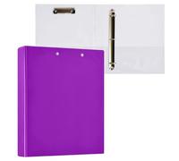 Cgiub Purple Solid Color 3 Ring Binder 3.8 cm D Ring View Binder with Pockets & Clipboard A4 Display Folder Document Organiser Fits 200 Sheets for Home, Office School 1 Pack