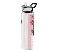 Cgiub Red Cherries Tied with Bows Sports Water Bottle with Leak Proof Straw Lid 1000 ML BPA-Free Reusable Tritan Plastic Water Bottle for School Outdoor Sports and Travel