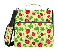 Cgiub Red Ladybugs Zipper Binder with Shoulder Strap & Pockets 1.5 inch 3 Ring Binder Bag Expanding File Folder School & Office Organiser