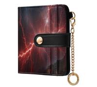 Cgiub Red Lightning Wallets for Women RFID Blocking Ladies Purse PU Leather Clutch Wallet with Zip Coin Pocket & Credit Card Holder, 4.13x4.33 inch