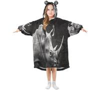 Cgiub Rhino Wearable Blanket Hoodie for Kids Warm Cozy Oversized Hooded Sweatshirt Blanket with Pocket