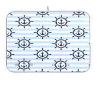 Cgiub Ship Anchors Rudder Dish Drying Mat for Kitchen Counter 40.6x45.7 cm Non Slip Absorbent Coffee Machine Mat Sink Draining Board Drying Pad Coffee Bar Accessories