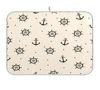 Cgiub Ship Anchors Rudder Dish Drying Mat for Kitchen Counter 45.7x60.9 cm Non Slip Absorbent Coffee Machine Mat Sink Draining Board Drying Pad Coffee Bar Accessories