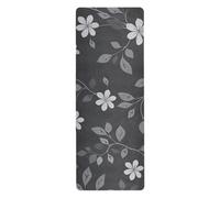 Cgiub Simple Grey Flower Yoga Mat for Sport Stretching Pilates 180x66 cm Thin and Non-slip Exercise Mat Fitness Mat Eco-friendly Travel Workout Mat Home Sports Mat