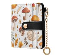 Cgiub Snails Mushroom Wallets for Women RFID Blocking Ladies Purse PU Leather Clutch Wallet with Zip Coin Pocket & Credit Card Holder, 10.5x11 cm