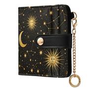 Cgiub Sun Moons Wallets for Women RFID Blocking Ladies Purse PU Leather Clutch Wallet with Zip Coin Pocket & Credit Card Holder, 10.5x11 cm
