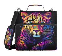 Cgiub Tiger Zipper Binder with Shoulder Strap & Pockets 1.5 inch 3 Ring Binder Bag Expanding File Folder School & Office Organiser
