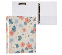Cgiub Tropical Floral A4 Ring Binder with Clipboard, 3 Ring D Ring View Binder with Inner Pockets, PVC Waterproof Document Organiser Holds 200 Sheets for School, Office, Home, 1 Pack
