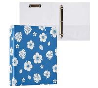 Cgiub Tropical Floral A4 Ring Binder with Clipboard, 3 Ring D Ring View Binder with Inner Pockets, PVC Waterproof Document Organiser Holds 200 Sheets for School, Office, Home, 1 Pack