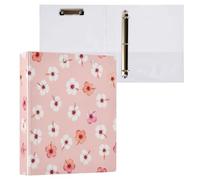 Cgiub Tropical Floral A4 Ring Binder with Clipboard, 3 Ring D Ring View Binder with Inner Pockets, PVC Waterproof Document Organiser Holds 200 Sheets for School, Office, Home, 1 Pack