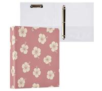 Cgiub Tropical Floral A4 Ring Binder with Clipboard, 3 Ring D Ring View Binder with Inner Pockets, PVC Waterproof Document Organiser Holds 200 Sheets for School, Office, Home, 1 Pack