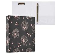 Cgiub Tropical Floral A4 Ring Binder with Clipboard, 3 Ring D Ring View Binder with Inner Pockets, PVC Waterproof Document Organiser Holds 200 Sheets for School, Office, Home, 1 Pack