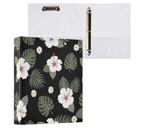 Cgiub Tropical Floral A4 Ring Binder with Clipboard, 3 Ring D Ring View Binder with Inner Pockets, PVC Waterproof Document Organiser Holds 200 Sheets for School, Office, Home, 1 Pack