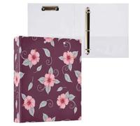 Cgiub Tropical Floral A4 Ring Binder with Clipboard, 3 Ring D Ring View Binder with Inner Pockets, PVC Waterproof Document Organiser Holds 200 Sheets for School, Office, Home, 1 Pack