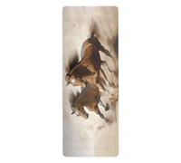 Cgiub Two Galloping Horses Yoga Mat for Sport Stretching Pilates 180x66 cm Thin and Non-slip Exercise Mat Fitness Mat Eco-friendly Travel Workout Mat Home Sports Mat