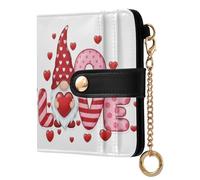 Cgiub Valentine Gnomes Wallets for Women RFID Blocking Ladies Purse PU Leather Clutch Wallet with Zip Coin Pocket & Credit Card Holder, 10.5x11 cm