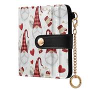 Cgiub Valentine Gnomes Wallets for Women RFID Blocking Ladies Purse PU Leather Clutch Wallet with Zip Coin Pocket & Credit Card Holder, 10.5x11 cm