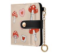 Cgiub Valentine Mushroom Wallets for Women RFID Blocking Ladies Purse PU Leather Clutch Wallet with Zip Coin Pocket & Credit Card Holder, 10.5x11 cm