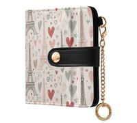 Cgiub Valentine Paris Tower Wallets for Women RFID Blocking Ladies Purse PU Leather Clutch Wallet with Zip Coin Pocket & Credit Card Holder, 10.5x11 cm