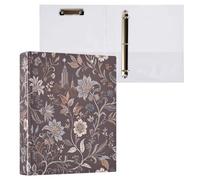 Cgiub Vintage Flowers A4 Ring Binder with Clipboard, 3 Ring D Ring View Binder with Inner Pockets, PVC Waterproof Document Organiser Holds 200 Sheets for School, Office, Home, 1 Pack