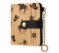 Cgiub Western Cowboys Wallets for Women RFID Blocking Ladies Purse PU Leather Clutch Wallet with Zip Coin Pocket & Credit Card Holder, 10.5x11 cm