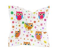 Cgiub Whimsical Owls Pattern Square Scarf for Women 60x60 cm Silk Feeling Bandana Neck & Head Scarf Lightweight Hair Wrap Fashion Scarves