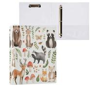 Cgiub Woodland Animals 3 Ring Binder 3.8 cm D Ring View Binder with Pockets & Clipboard A4 Display Folder Document Organiser Fits 200 Sheets for Home, Office School 1 Pack