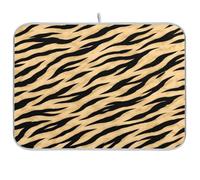 Cgiub Zebra Print Dish Drying Mat for Kitchen Counter 40.6x45.7 cm Non Slip Absorbent Coffee Machine Mat Sink Draining Board Drying Pad Coffee Bar Accessories
