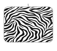 Cgiub Zebra Print Dish Drying Mat for Kitchen Counter 45.7x60.9 cm Non Slip Absorbent Coffee Machine Mat Sink Draining Board Drying Pad Coffee Bar Accessories